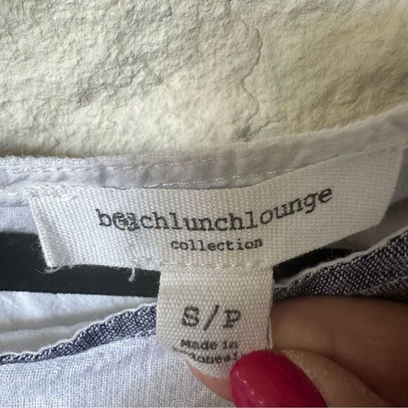 Woman’s Alina Stripe Linen & Cotton Shift Dress- Indian Sky Color-Nautical Small - Picture 3 of 5